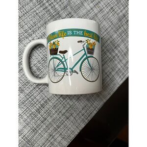 Royal Norfolk Mom Life Is The Best Life Teal Bicycle Ceramic Coffee Mug White